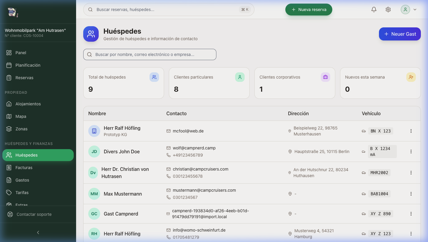 Gestión de huéspedes, facturación y contabilidad