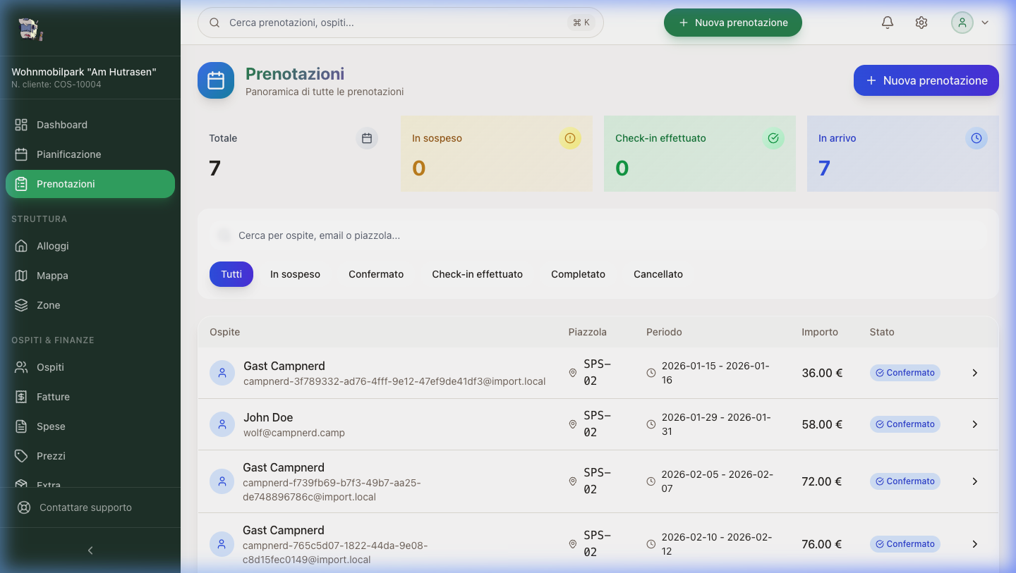 Prenotazioni, scheduler e check-in digitale